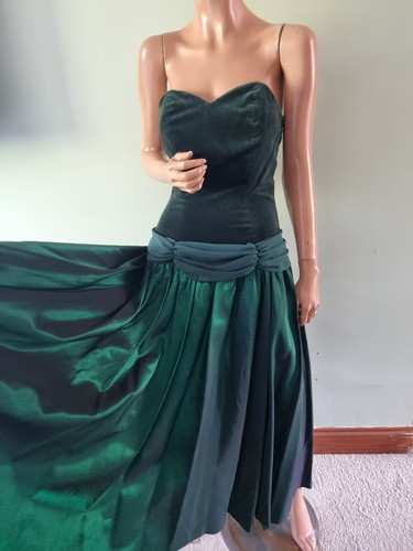 Vintage 1980s green velvet - green,
