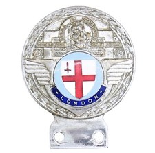 Vintage St. Christopher with London Car Badge Auto Emblem Insignia