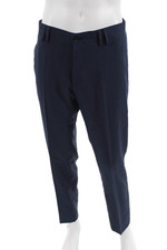 Zara Mens Striped Print Dress Straight Pants Blue Size 36