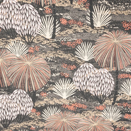 Black tropical floral - black,