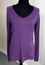 Icebreaker 260 100% Pure Merino Wool Floral Long Sleeve Purple Base Layer Medium
