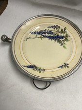 Heated Serving Dish: Vintage Plate Warmer with Blue Floral Insert