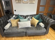 Sofology Charcoal Persia - 1x 4 Seater and 2x 2 Seater Chesterfield + Footstool