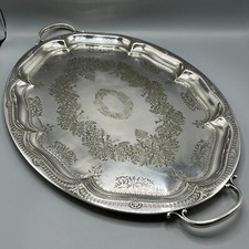 EXTRA LARGE Antique Silver Plated Butler Serving Tray Edwardian / Late Victorian