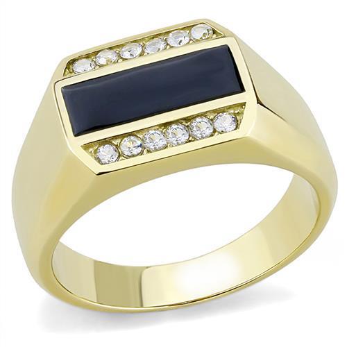 Mens gold ring - onyx, signet