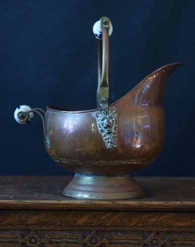 Antique copper coal scuttle - copper,