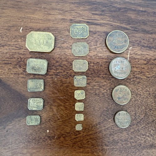 Antique brass scale weights - brass,