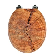 18'' Universal Wooden Toilet Seat Easy Fit Bathroom WC Seat with Fittings