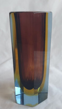 Gorgeous Summerso Italian vase, 3 coloured, hexagonal form,  circa 1950-1960