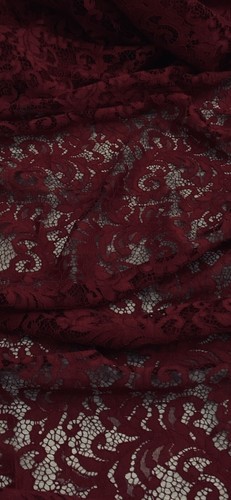 Wine red floral guipure lace - wine,