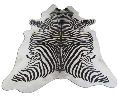 Zebra print cowhide rugs x - zebra, ~7