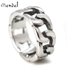 Mens Biker Miami Cuban link Ring Band for Men Stainless Steel Size 7-14