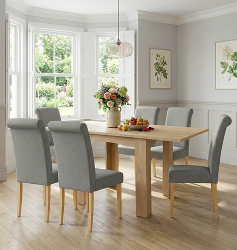 Dining table set oak flip - set,, top