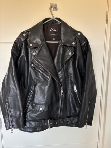 Zara black faux - leather, biker