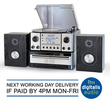 Steepletone Houston 6-in-1 Retro Music Centre Turntable CD Cassette DAB FM Black