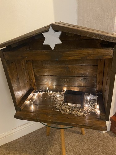 Large handmade nativity - nativity, stable