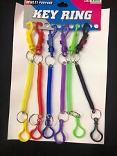 Retractable Spiral Stretchy Elastic Coil Keyring Key Chain Ring Plastic 