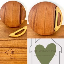 Vintage Staved Dansk Teak Wood Cheese Board wire cutter 9.5" Jens Quistgaard