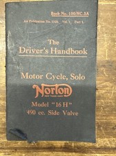 Original NORTON 16H 490cc Side Valve Motorcycle, Drivers Handbook Book Manual