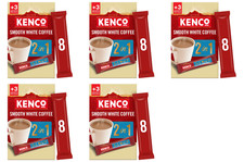 Kenco 2 in 1 Smooth White Instant Coffee Sachets 8x14g (Pack of 5, Total 40)