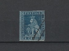 Toscana 1851 Marzocco 6cr. azzurro scuro su azzurro usato