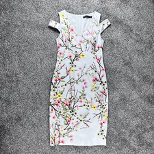 Karen Millen Womens Cherry Blossom Dress Size 12 UK 8 US Bodycon Floral Stretch