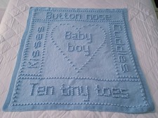 Hand Knitted Baby Blanket 41"x38" Baby Boy