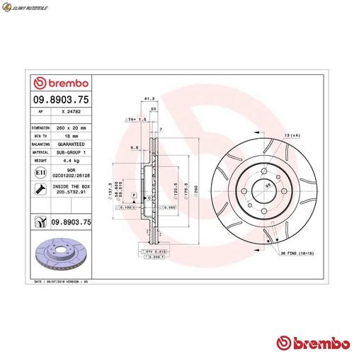 Brake disc 8903 75 for - disc,