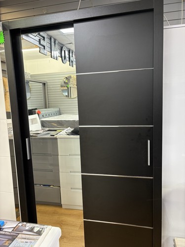 Black mirror sliding wardrobe - black,
