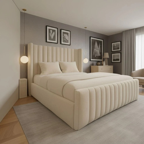 Winged panel bed frame plush - bed,