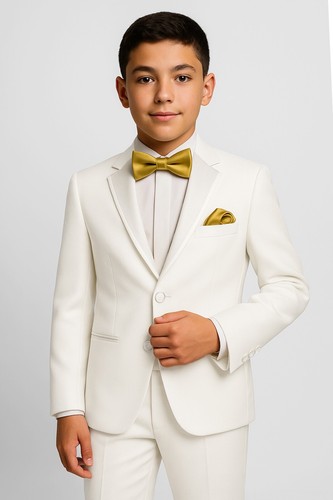 Boys slim fit off - fit, ivory