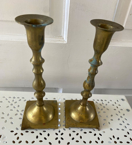 Pair victorian brass - ,