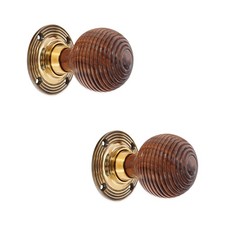 Door Knobs Pair Aged Brass