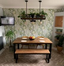 Dining Table Sets Bench Steel and Reclaimed Wood Industrial Custom Bespoke