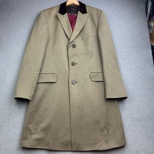 THOMAS PINK Coat 40 Brown Overcoat Jacket COVERT Wool Twill Balmacaan
