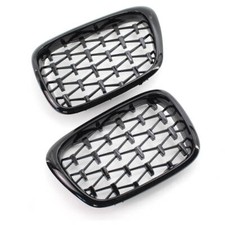 2x Diamond Style Front Kidney Grille Grill Fit for BMW E39 5 Series 1999-2003 MU