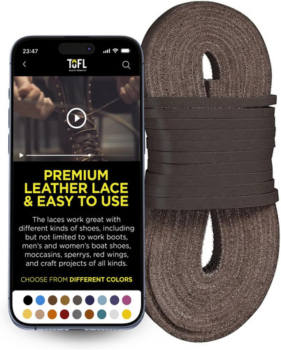 Leather work boot laces - leather,