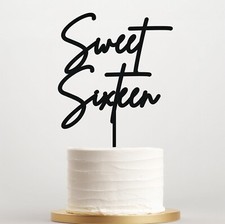 Personalised Wooden Sweet Sixteen Cake Topper, 16th Birthday Party Decor UK