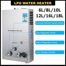 VEVOR 6-18L LPG Prapane Tankless Water Heater Hot Water Boiler Water Storage