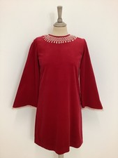 Vintage 1960s corduroy mini dress red mod gogo babydoll A-line party smock #V2