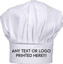 Personalised Chef hat, Custom printed with any text/logo. Ideal gift for him/her