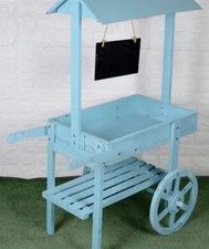 Blue Wooden Plant Trolley