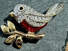 Vintage Robin Brooch Clear