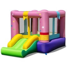 Blowup Jumping House Kids Bouncy Castle with Slide (Without Blower)-Purple