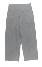 Sarah Pacini Women Grey Linen Wide-Leg Cropped Trousers Size M