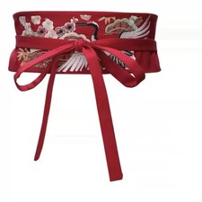 Japanese Obi Belt Floral Embroidered Waistband Yukata Sash Tie Corset Ethnic