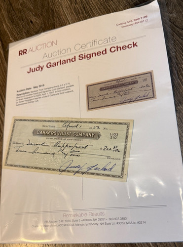 Check signed judy garland - judy,