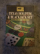 Board Game Mat Poker Set & Blackjack Set Texas Hold'em Chips Cards Casino
