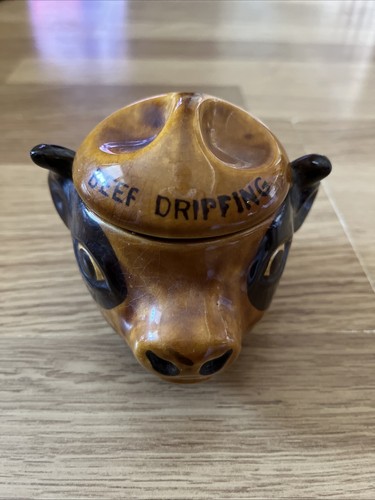 Vintage beef dripping pot - beef, made