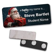 Hello My Name Is Badge Nurse Christmas Doctor Santa Claus Xmas Pin SMN Magnet